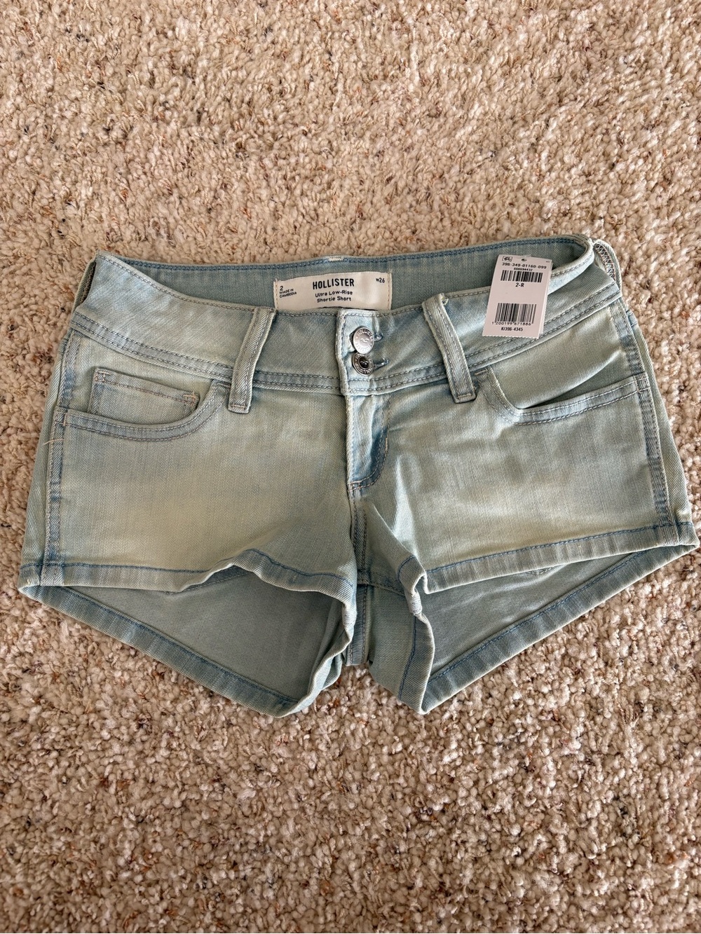 Hollister Faded Light Blue Denim Low-Rise Shorts